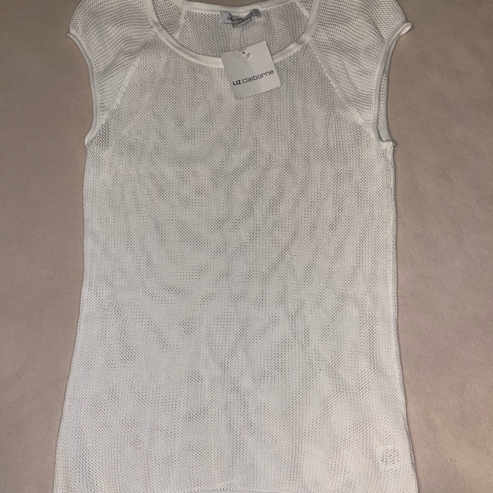 Liz Claiborne White Mesh Top